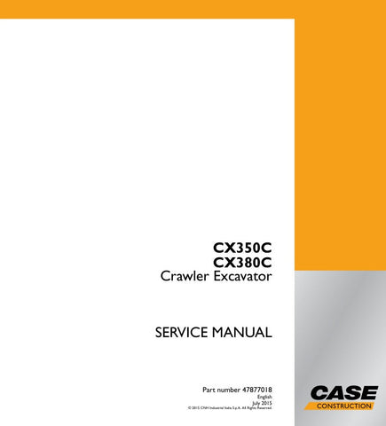  Enhance your maintenance capabilities with the CASE CX350C and CX380C Crawler Excavator Service Manual (Part No. 47877018). This comprehensive guide is designed to provide you with detailed information on servicing and troubleshooting your excavator, ensuring optimal performance and longevity of your equipment.