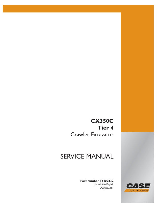 Unlock the full potential of your CASE CX350C Tier 4 Crawler Excavator with the comprehensive Service Manual (Part Number: 84402832) in PDF format. This essential guide provides detailed instructions, diagrams, and troubleshooting tips to ensure optimal performance and maintenance of your equipment. Whether you're a seasoned operator or a new owner, this manual is your go-to resource for keeping your excavator running smoothly and efficiently, ultimately saving you time and money on repairs. Don't miss out 