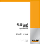 Unlock the full potential of your CASE CX45B, CX50B Series 2, and CX55B mini excavators with the comprehensive service manual (47574282B) in PDF format. This essential guide provides detailed maintenance procedures, troubleshooting tips, and technical specifications to ensure your equipment operates at peak performance. With easy navigation and clear illustrations, you can quickly find the information you need to keep your excavator running smoothly and efficiently. Invest in this invaluable resource today