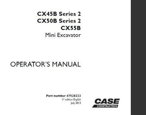 ENHANCE YOUR OPERATIONAL EFFICIENCY WITH THE CASE CX45B, CX50B, AND CX55B MINI EXCAVATOR OPERATOR’S MANUAL IN PDF FORMAT.