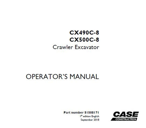  Enhance your operational efficiency with the CASE CX490C-8 and CX500C-8 Crawler Excavator Operator’s Manual. This comprehensive PDF guide is designed to provide you with essential information and insights to maximize the performance of your excavator.