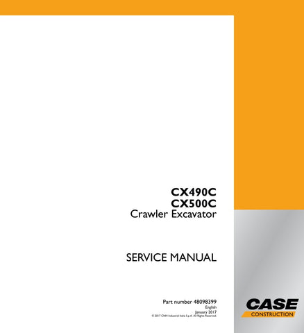 Enhance your maintenance and repair capabilities with the CASE CX490C and CX500C Crawler Excavator Service Manual (48098399) in PDF format. This comprehensive guide provides detailed instructions, diagrams, and troubleshooting tips to ensure your excavator operates at peak performance. With easy navigation and clear illustrations, you can quickly find the information you need to tackle any service task efficiently. Invest in this essential resource to extend the life of your equipment and minimize downtime