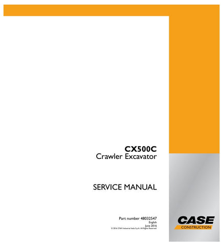  Enhance your maintenance capabilities with the CASE CX500C Crawler Excavator Service Manual (Part Number: 48032547). This comprehensive guide is designed specifically for the CX500C model, providing detailed instructions and insights to keep your excavator running smoothly and efficiently.