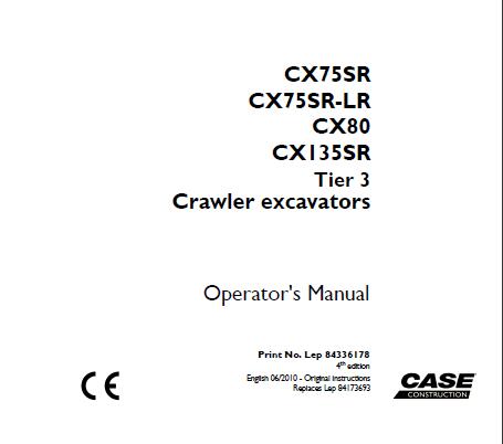 DISCOVER THE ULTIMATE RESOURCE FOR YOUR CASE CX75SR, CX75SR-LR, CX80, AND CX135SR TIER 3 CRAWLER EXCAVATORS WITH OUR COMPREHENSIVE OPERATOR’S MANUAL IN PDF FORMAT.