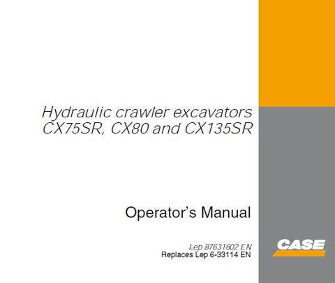 Discover the essential CASE CX75SR, CX80, and CX135SR Hydraulic Crawler Excavator Operator’s Manual, designed to enhance your operational efficiency and safety. This comprehensive PDF file serves as a vital resource for both novice and experienced operators, providing detailed instructions and insights into the effective use of these powerful machines.