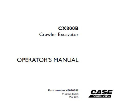 Discover the essential CASE CX800B Crawler Excavator Operator’s Manual, designed to enhance your operational efficiency and safety. This comprehensive PDF file provides detailed instructions, specifications, and maintenance guidelines tailored specifically for the CX800B model, ensuring you have all the information you need at your fingertips.