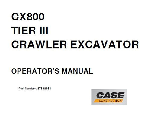 Enhance your operational efficiency with the CASE CX800 Tier 3 Crawler Excavator Operator’s Manual. This comprehensive PDF guide is designed to provide you with essential information and insights to maximize the performance of your excavator. Whether you’re a seasoned operator or new to the machinery, this manual is your go-to resource for understanding the features and functionalities of the CX800.