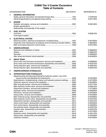 Unlock the full potential of your CASE CX800 Tier 3 Crawler Excavator with our comprehensive service manual (part number 9-42691) in PDF format. This essential guide provides detailed maintenance procedures, troubleshooting tips, and specifications to ensure your equipment operates at peak performance. With easy navigation and clear illustrations, this manual is designed for both seasoned professionals and DIY enthusiasts, making it an invaluable resource for keeping your excavator in top condition. Invest 