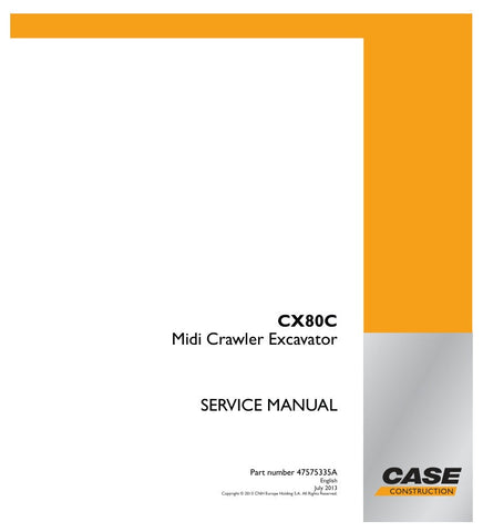 Discover the essential CASE CX80C MIDI Crawler Excavator Service Manual (Part Number: 47575335A) designed for operators and technicians alike. This comprehensive guide provides detailed insights into the maintenance and repair of your excavator, ensuring optimal performance and longevity.