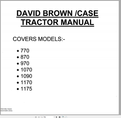 Discover the ultimate resource for your CASE DAVID BROWN 770 and 1175 tractors with our comprehensive