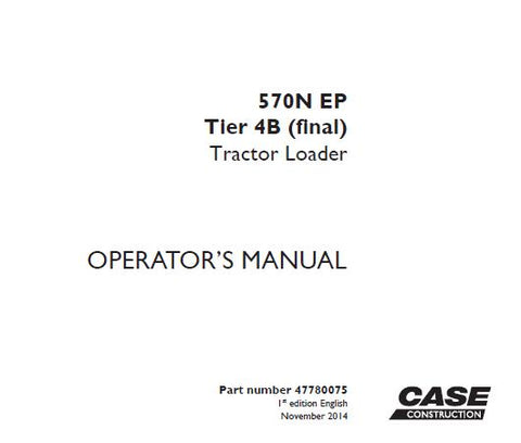 Discover the essential CASE 570N EP Tier 4B (Final) Tractor Loader Operator’s Manual, designed to enhance your operational efficiency and ensure optimal performance. This comprehensive PDF file serves as your go-to resource for understanding the features, functions, and maintenance of your tractor loader, empowering you to tackle any job with confidence.