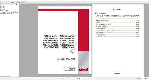 Discover the essential CASE F3DE3684A(B)_F3DFE613(A)B Tier 4A Engine Service Manual, a comprehensive PDF file designed for professionals and enthusiasts