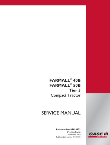 Unlock the full potential of your CASE Farmall 40B and 50B (Tier 3) compact tractors with the comprehensive Service Manual (Part Number: 47698302) in PDF format. This essential guide provides detailed maintenance procedures, troubleshooting tips, and specifications to keep your tractor running smoothly and efficiently. Whether you're a seasoned professional or a DIY enthusiast, this manual is your go-to resource for ensuring optimal performance and longevity of your equipment. Don't miss out on the opportun
