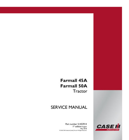 Discover the ultimate resource for maintaining your CASE FARMALL 45A and 50A tractors with the comprehensive Service Manual (Part Number: 51453914). This essential guide is designed to provide you with detailed instructions, diagrams, and troubleshooting tips to keep your equipment running smoothly and efficiently.