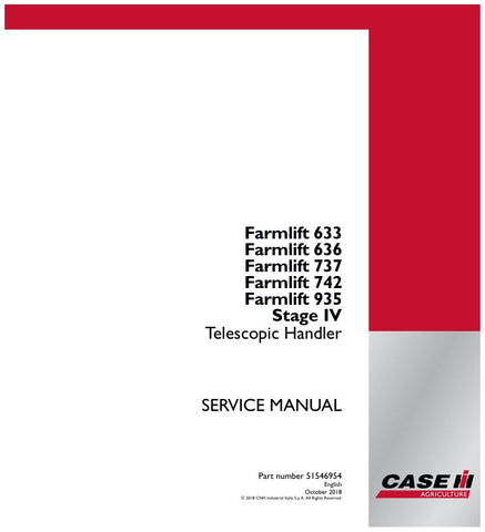 Discover the ultimate resource for maintaining your CASE Farmlift 633, 636, 737, 742, and 935 Stage IV telescopic handlers with the comprehensive Service Manual (Part Number: 51546954). This manual is meticulously designed to provide you with detailed instructions, diagrams, and troubleshooting tips to ensure your equipment operates at peak performance.
