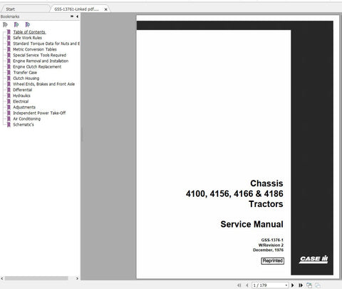 Enhance your maintenance routine with the CASE IH 4100, 4156, 4166 & 4186 Tractors Service Manual (GSS-1376-1). This comprehensive PDF file is designed to provide you with all the essential information needed to keep your tractors running smoothly and