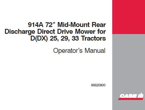 DISCOVER THE CASE IH 914A 72S MID-MOUNT REAR DISCHARGE DIRECT DRIVE MOWER, DESIGNED SPECIFICALLY FOR D(DX) 25, 29, AND 33 TRACTORS.
