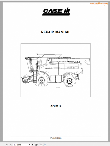 Unlock the full potential of your CASE IH AFX 8010 with our comprehensive Repair Manual in PDF format