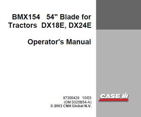 ENHANCE YOUR TRACTOR'S CAPABILITIES WITH THE CASE IH BMX154 54" BLADE, SPECIFICALLY DESIGNED FOR DX18E AND DX24E MODELS.
