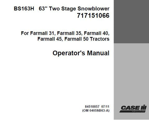 ENHANCE YOUR WINTER PRODUCTIVITY WITH THE CASE IH BS163H 63″ TWO STAGE SNOWBLOWER. THIS POWERFUL SNOW REMOVAL SOLUTION IS DESIGNED TO TACKLE HEAVY SNOWFALL WITH EASE, FEATURING A ROBUST TWO-STAGE SYSTEM THAT EFFICIENTLY CLEARS DRIVEWAYS AND PATHWAYS.