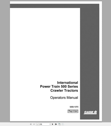 Discover the essential CASE IH Crawler Tractor Power Train Operators Manual for the 500 Series, GSS-1373. This comprehensive PDF file is designed to provide operators with detailed insights into the power train system, ensuring optimal performance and