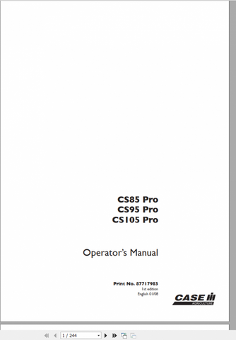 Enhance your operational efficiency with the CASE IH CS 85, 95, 105 Pro Operator Manual (PDF File).