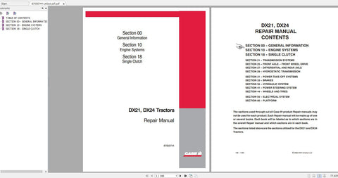 Discover the ultimate resource for maintaining your CASE IH DX21 and DX24 tractors with our comprehensive repair manual in PDF format. This digital guide is designed to provide you with detailed instructions, diagrams, and troubleshooting tips to keep
