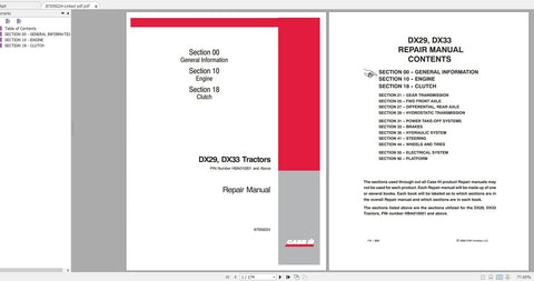 Discover the ultimate resource for maintaining your CASE IH DX29 and DX33 tractors with our comprehensive Repair Manual in PDF format. This digital guide is designed to provide