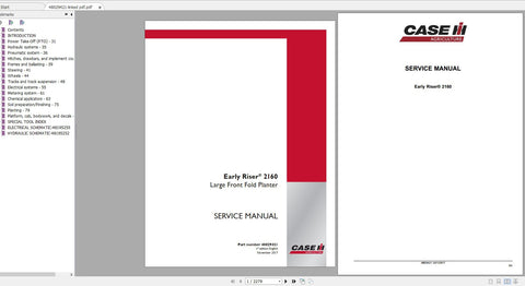 Enhance your farming efficiency with the CASE IH Early Riser 2160 Large Front Fold Planter Service Manual (PDF File). This comprehensive guide is designed to provide you with essential information for maintaining and troubleshooting your planter
