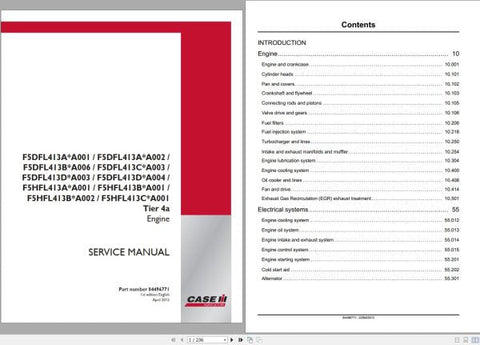 Unlock the full potential of your CASE IH engine with the F5DFL F5HFL Tier 4A Service Manual (Part Number: 84496771). This comprehensive PDF file is your go-to resource