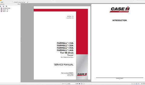 Discover the ultimate resource for maintaining your CASE IH Farmall 110A, 120A, 130A, and 140A Tier 4B (Final) tractors with our comprehensive service manual in PDF format. This