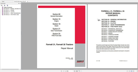 CASE IH FARMALL 31, FARMALL 35 TRACTORS REPAIR MANUAL - PDF FILE