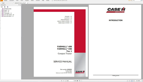 CASE IH FARMALL 40B,50B TIER 3 COMPACT TRACTOR SERVICE MANUAL - PDF FILE