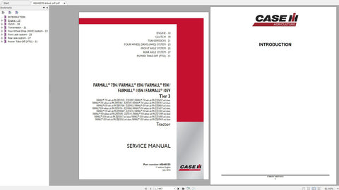 Unlock the full potential of your CASE IH FARMALL 75N, 85N, 95N, 105N, and 105V Tier 3 tractors with our comprehensive service manual in PDF format. This essential resource provides detailed insights into maintenance, troubleshooting, and repair procedures, ensuring your equipment operates at peak performance