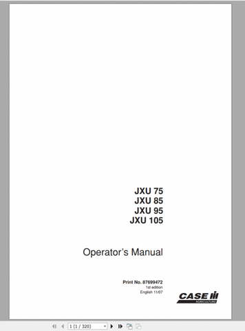 Unlock the full potential of your CASE IH JXU series tractors with the comprehensive Operator Manual