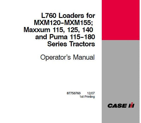 ENHANCE YOUR OPERATIONAL EFFICIENCY WITH THE CASE IH L760 LOADERS OPERATOR’S MANUAL, AVAILABLE IN A CONVENIENT PDF FORMAT. 