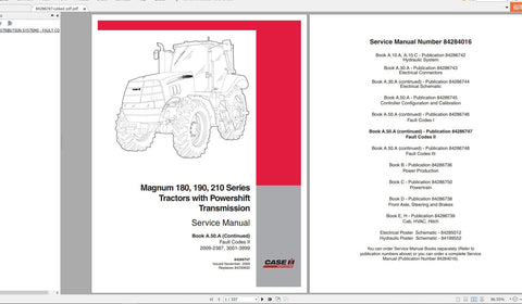 Unlock the full potential of your CASE IH Magnum 180, 190, and 210 series tractors with the comprehensive Powershift Transmission Service Manual (Part No. 84286747). This PDF