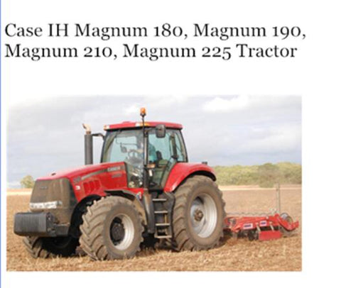 ENHANCE YOUR FARMING EFFICIENCY WITH THE CASE IH MAGNUM 180, 190, 210, AND 225 OPERATOR’S MANUAL, DESIGNED SPECIFICALLY FOR SERIAL NUMBERS PIN ZDRH02955 AND ABOVE.