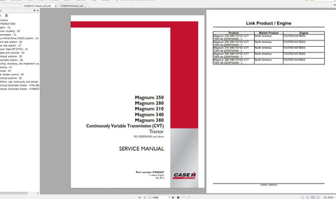 Unlock the full potential of your CASE IH Magnum 250, 280, 310, 340, and 380 CVT tractors with our comprehensive service manual in PDF format. This essential guide provides detailed