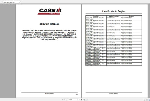 Unlock the full potential of your CASE IH MAGNUM 250, 280, 310, and 340 ROWTRAC CVT with the comprehensive service manual in PDF format. This essential resource is designed 