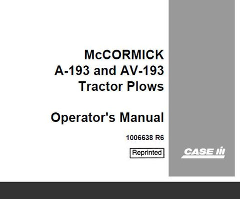 UNLOCK THE FULL POTENTIAL OF YOUR CASE IH MCCORMICK A-193 & AV-193 TRACTORS WITH OUR COMPREHENSIVE OPERATOR’S MANUAL, AVAILABLE IN A CONVENIENT PDF FORMAT. 