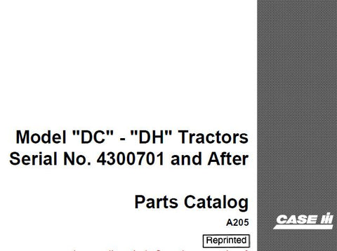 DISCOVER THE ULTIMATE RESOURCE FOR YOUR CASE IH MODEL “DC” AND “DH” TRACTORS WITH OUR COMPREHENSIVE PARTS CATALOGUE MANUAL IN PDF FORMAT. 