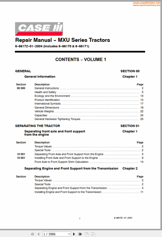 Unlock the full potential of your CASE IH MXU series tractors with our comprehensive Repair Manual