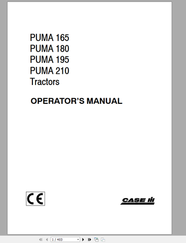 Enhance your farming efficiency with the CASE IH PUMA 165, 210 Tractor Operator Manual in PDF format