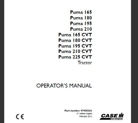 UNLOCK THE FULL POTENTIAL OF YOUR CASE IH PUMA TRACTORS WITH OUR COMPREHENSIVE OPERATOR’S MANUAL, AVAILABLE IN A CONVENIENT PDF FORMAT.