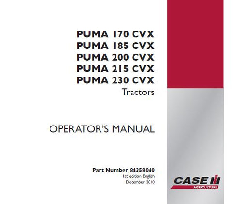UNLOCK THE FULL POTENTIAL OF YOUR CASE IH PUMA TRACTORS WITH THE COMPREHENSIVE OPERATOR’S MANUAL AVAILABLE IN A CONVENIENT PDF FORMAT.