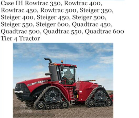 ENHANCE YOUR FARMING EFFICIENCY WITH THE CASE IH ROWTRAC AND STEIGER TIER 4 TRACTOR OPERATOR'S MANUAL, AVAILABLE IN A CONVENIENT PDF FORMAT.