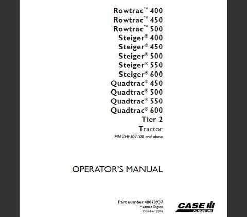 ENHANCE YOUR FARMING EFFICIENCY WITH THE CASE IH ROWTRAC AND STEIGER TIER 2 TRACTOR OPERATOR’S MANUAL, DESIGNED SPECIFICALLY FOR MODELS 400, 450, 500, 550, AND 600, AS WELL AS QUADTRAC VARIANTS.