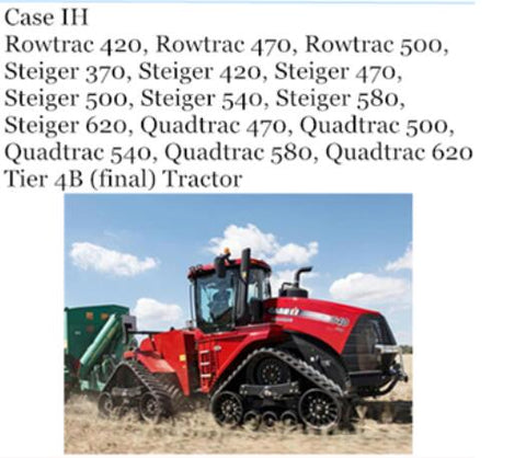 ENHANCE YOUR FARMING EFFICIENCY WITH THE CASE IH ROWTRAC AND QUADTRAC OPERATOR’S MANUAL, DESIGNED SPECIFICALLY FOR MODELS 420, 470, 500, AND STEIGER 370, 420, 470, 500, 540, 580, 620, AS WELL AS QUADTRAC 470, 500, 540, 580, 620 TIER 4B (FINAL) TRACTORS (SERIAL NUMBERS: PIN JEEZ00000FF314001 AND ABOVE).
