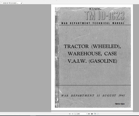 Discover the essential CASE IH TM 10-1623 War Department Tractor Technical Manual, now available in a convenient